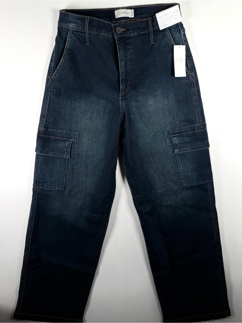 Jessica Simpson Dark Indigo Wide-Leg Cargo Jeans